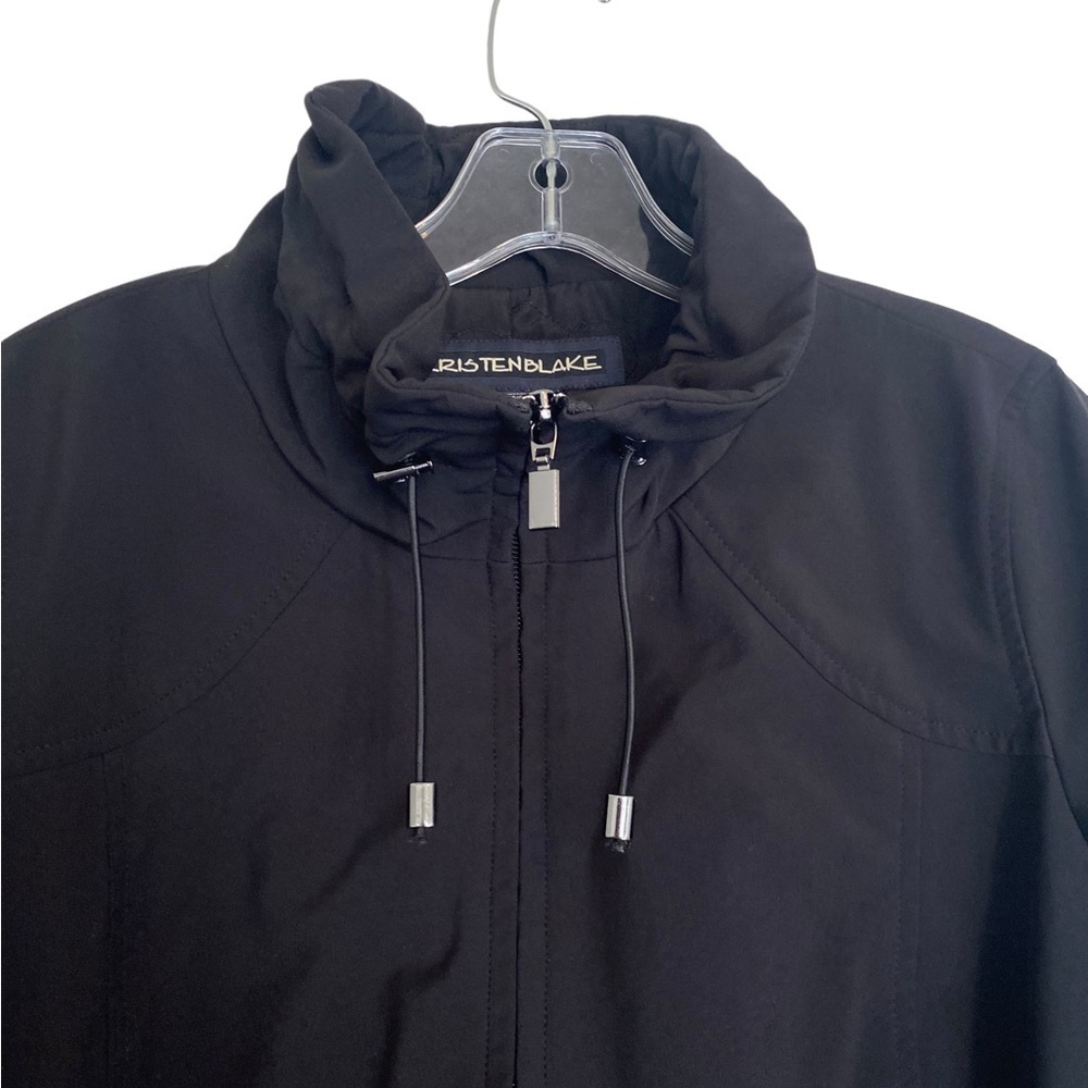 Kristen Blake Black Coat High Collar Zip Front Fall Winter Outerwear Women M HSH - Picture 5 of 16